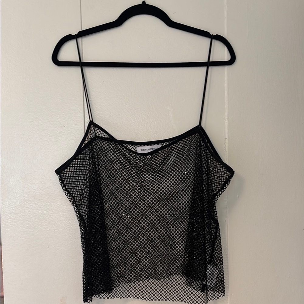WeWoreWhat Black Asymmetrical Crop Camisole